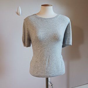 Land's End Heather Gray 100% Cashmere Short Sleeve Sweater